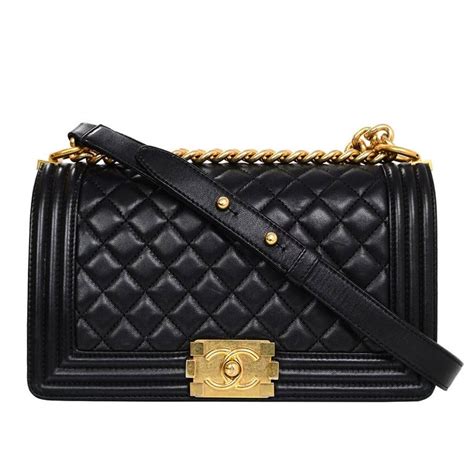 chanel boy bag gold black|chanel black boyfriend bag.